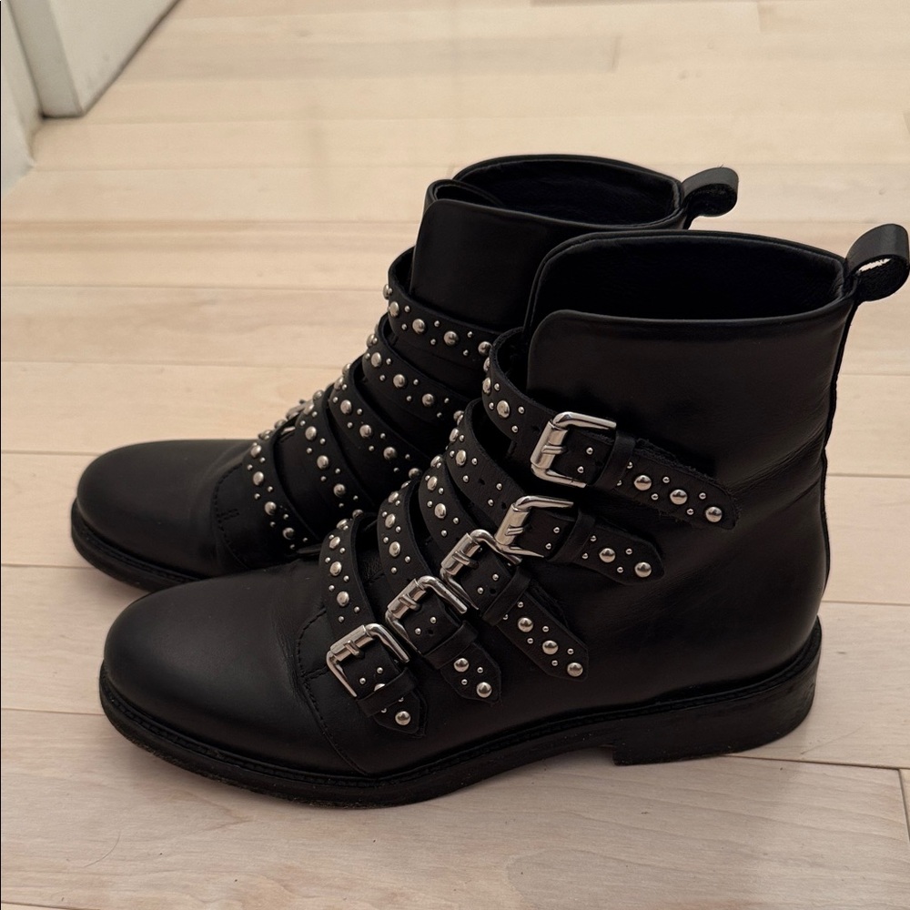 Maje Studded Black Ankle Boots